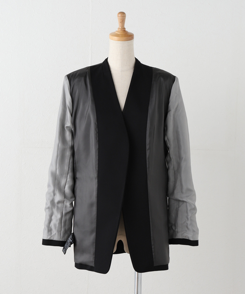 Noble(ノーブル)の「Vカラースキンジャケット(ノーカラージャケット・レディース・ブラック/ベージュ系その他・38/36)」の19枚目の写真