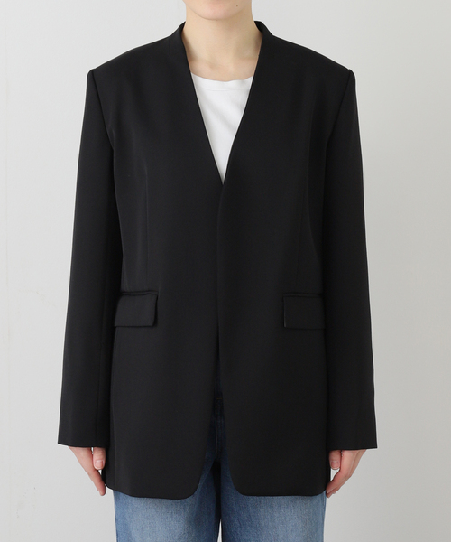 Noble（ノーブル）の「Vカラースキンジャケット（ノーカラージャケット・レディース・ブラック/ベージュ系その他・38/36）」の18枚目の写真