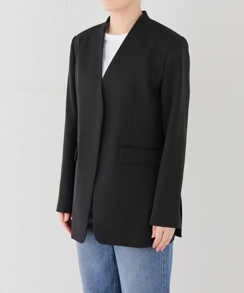 Noble（ノーブル）の「Vカラースキンジャケット（ノーカラージャケット・レディース・ブラック/ベージュ系その他・38/36）」の21枚目の写真