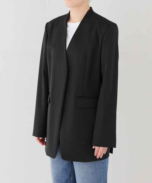 Noble（ノーブル）の「Vカラースキンジャケット（ノーカラージャケット・レディース・ブラック/ベージュ系その他・38/36）」の22枚目の写真