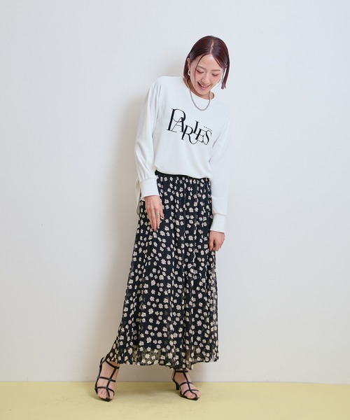 LHELBIE(レルビエ)の「ラメシフォンフラワースカート(スカート・レディース・ネイビー/ブラック・M)」の12枚目の写真