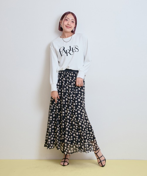 LHELBIE(レルビエ)の「ラメシフォンフラワースカート(スカート・レディース・ネイビー/ブラック・M)」の18枚目の写真
