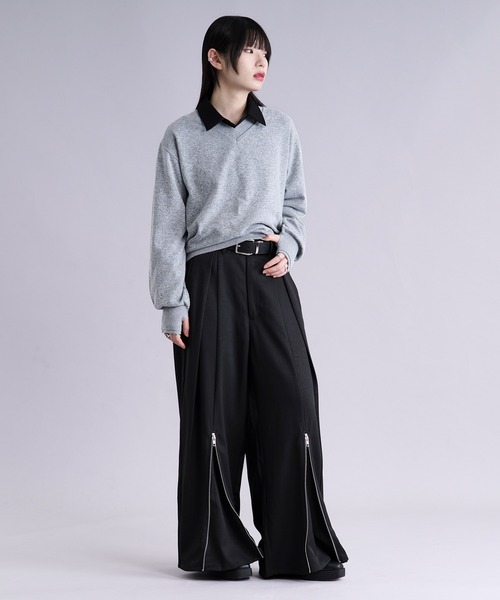 Ellno Loset(エルノロゼット)の「フロントジップタックワイドパンツ(スラックス・メンズ・チャコール/ブラック・X-SMALL/SMALL/MEDIUM/LARGE)」の9枚目の写真