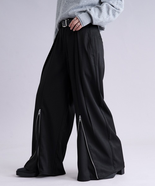 Ellno Loset(エルノロゼット)の「フロントジップタックワイドパンツ(スラックス・メンズ・チャコール/ブラック・X-SMALL/SMALL/MEDIUM/LARGE)」の3枚目の写真