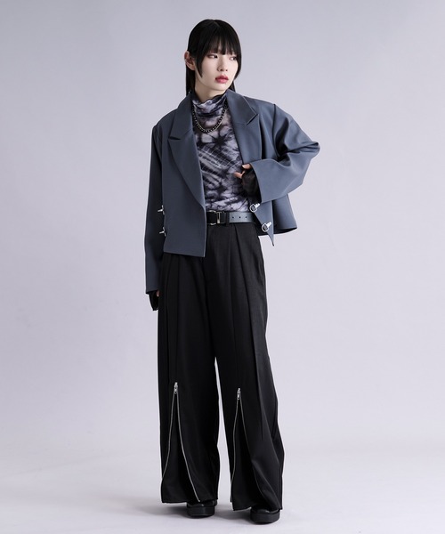 Ellno Loset(エルノロゼット)の「フロントジップタックワイドパンツ(スラックス・メンズ・チャコール/ブラック・X-SMALL/SMALL/MEDIUM/LARGE)」の12枚目の写真