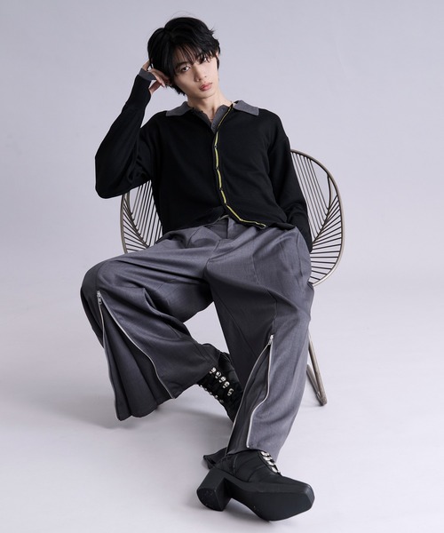 Ellno Loset(エルノロゼット)の「フロントジップタックワイドパンツ(スラックス・メンズ・チャコール/ブラック・X-SMALL/SMALL/MEDIUM/LARGE)」の21枚目の写真