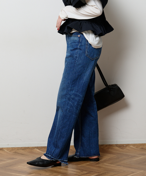 Bonum(ボナム)の「ストレートデニム 5ポケットパンツ(デニムパンツ・レディース・コバルトブルー/ネイビー/チャコールグレー・28/26/30/32)」の20枚目の写真