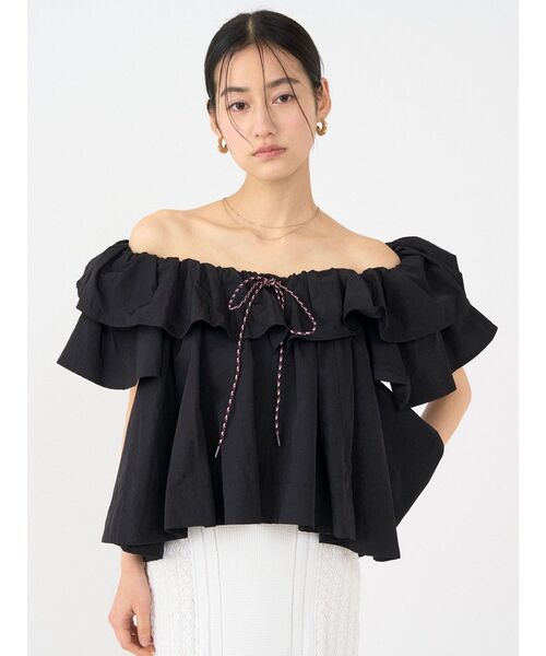 LAGUNAMOON（ラグナムーン）の「【FILA別注】フリルオフショルブラウス（シャツ/ブラウス・レディース・ライトブルー/ブラック/ホワイト・FREE）」の11枚目の写真