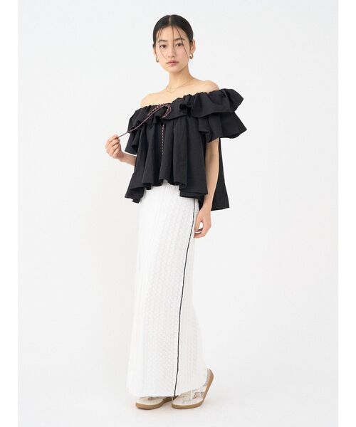 LAGUNAMOON（ラグナムーン）の「【FILA別注】フリルオフショルブラウス（シャツ/ブラウス・レディース・ライトブルー/ブラック/ホワイト・FREE）」の12枚目の写真