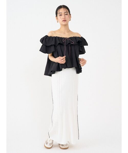 LAGUNAMOON（ラグナムーン）の「【FILA別注】フリルオフショルブラウス（シャツ/ブラウス・レディース・ライトブルー/ブラック/ホワイト・FREE）」の13枚目の写真