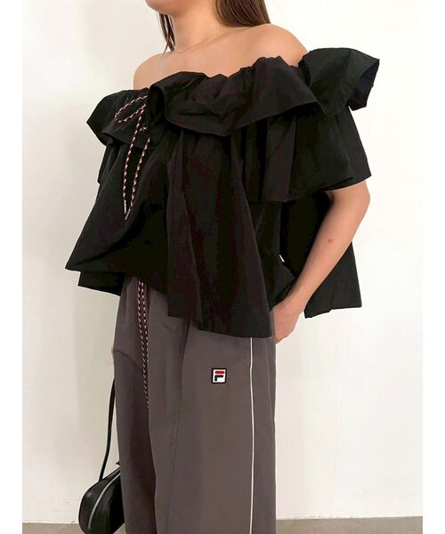 LAGUNAMOON（ラグナムーン）の「【FILA別注】フリルオフショルブラウス（シャツ/ブラウス・レディース・ライトブルー/ブラック/ホワイト・FREE）」の22枚目の写真
