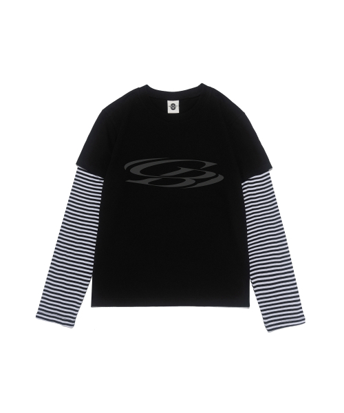 CARGOBROS FOR WOMAN(カーゴブロスフォーウィメン)の「ヴィンテージサークルレイヤード長袖Tシャツ (ブラック/ホワイト)(Tシャツ/カットソー・レディース・その他・FREE)」の1枚目の写真