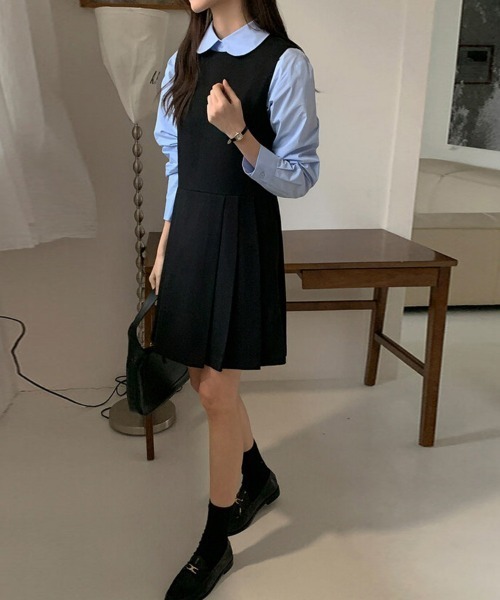 ReRe(リリ)の「プリーツ切替ジャンパースカート(ジャンパースカート・レディース・グレー/ブラック・FREE)」の15枚目の写真
