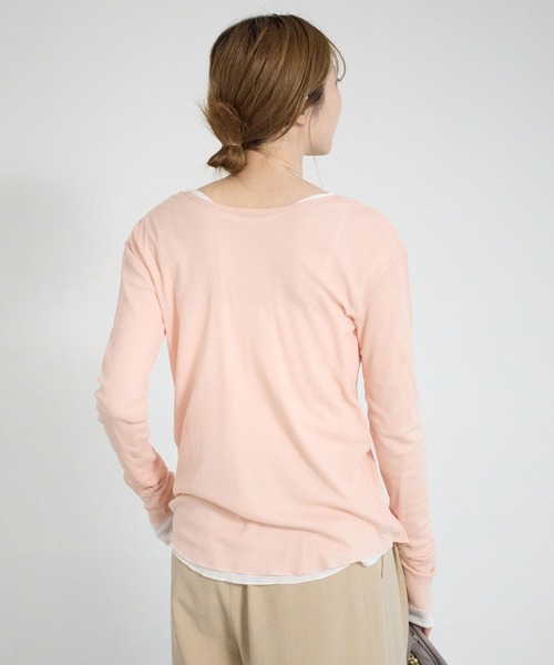 BABYLONE(バビロン)の「【2WAY】シアーテレコプルオーバー(Tシャツ/カットソー・レディース・ピンク/ホワイト/モカ・フリー)」の7枚目の写真