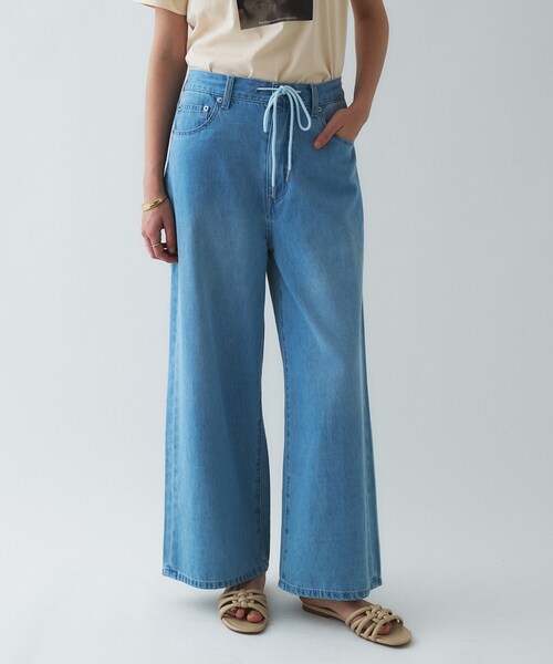 cloenc（クロエンス）の「【手洗い可】ドロストイージーライトデニムパンツ（デニムパンツ・レディース・ブルー/ネイビー・03/02/01）」の2枚目の写真