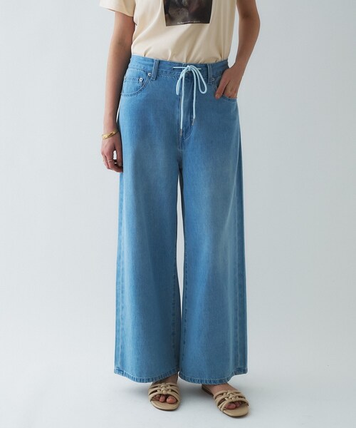 cloenc（クロエンス）の「【手洗い可】ドロストイージーライトデニムパンツ（デニムパンツ・レディース・ブルー/ネイビー・03/02/01）」の4枚目の写真