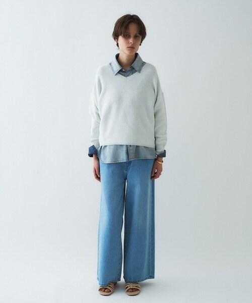 cloenc（クロエンス）の「【手洗い可】ドロストイージーライトデニムパンツ（デニムパンツ・レディース・ブルー/ネイビー・03/02/01）」の7枚目の写真