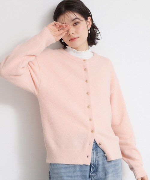 THE SHOP TK （ザ ショップ ティーケー ）の「ふわふわミニシャギー クルーネックカーディガン（カーディガン/ボレロ・レディース・アイボリー/ピンク/ブラック・12/13）」の3枚目の写真