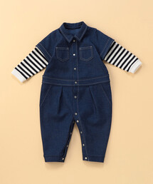 COMME CA ISM | デニムライクストレッチ つなぎ風フェイクレイヤード ツーウェイオール(ロンパース)