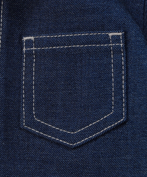 COMME CA ISM(コムサイズム)の「デニムライクストレッチ つなぎ風フェイクレイヤード ツーウェイオール(ロンパース・キッズ・ブルー・60-80cm)」の4枚目の写真