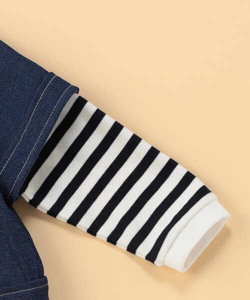 COMME CA ISM(コムサイズム)の「デニムライクストレッチ つなぎ風フェイクレイヤード ツーウェイオール(ロンパース・キッズ・ブルー・60-80cm)」の5枚目の写真