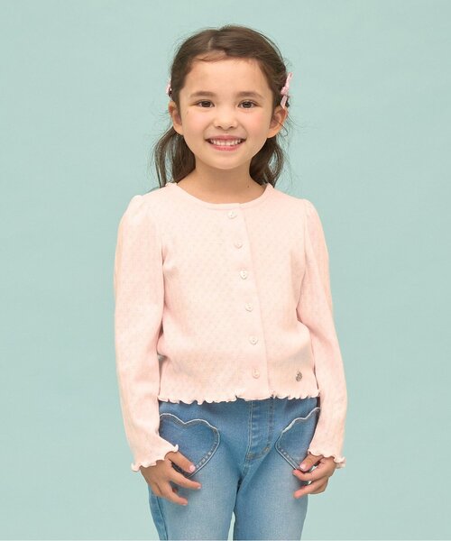 Lycee mine(リセマイン)の「【UV加工】パターンメッシュカーディガン(カーディガン/ボレロ・キッズ・ラベンダー/ネイビー/ピンク/トップグレー/アイボリー/ブラック/ブルーグレー・150cm/130cm/140cm/120cm/110cm/100cm)」の7枚目の写真