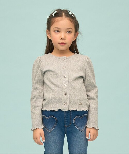 Lycee mine(リセマイン)の「【UV加工】パターンメッシュカーディガン(カーディガン/ボレロ・キッズ・ラベンダー/ネイビー/ピンク/トップグレー/アイボリー/ブラック/ブルーグレー・150cm/130cm/140cm/120cm/110cm/100cm)」の4枚目の写真