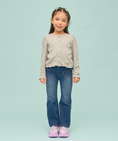 Lycee mine(リセマイン)の「【UV加工】パターンメッシュカーディガン(カーディガン/ボレロ・キッズ・ラベンダー/ネイビー/ピンク/トップグレー/アイボリー/ブラック/ブルーグレー・150cm/130cm/140cm/120cm/110cm/100cm)」の11枚目の写真