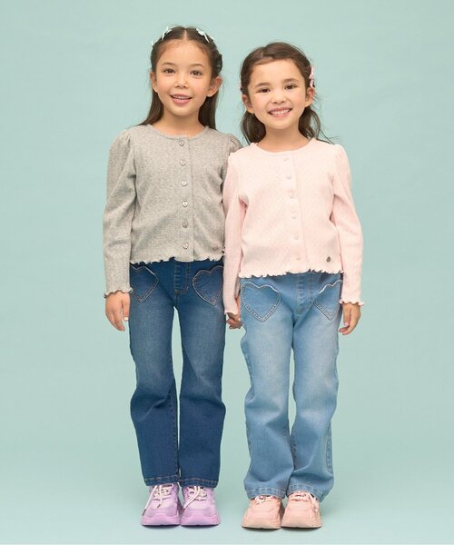 Lycee mine(リセマイン)の「【UV加工】パターンメッシュカーディガン(カーディガン/ボレロ・キッズ・ラベンダー/ネイビー/ピンク/トップグレー/アイボリー/ブラック/ブルーグレー・150cm/130cm/140cm/120cm/110cm/100cm)」の9枚目の写真