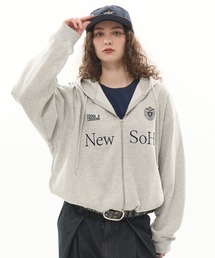 CODDERR（コーダー）の「【CODDERR】ゲームロゴ刺繍 ドローコード オーバーサイズ ショート丈ジップパーカー（パーカー）」