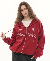 CODDERR（コーダー）の「【CODDERR】ゲームロゴ刺繍 ドローコード オーバーサイズ ショート丈ジップパーカー（パーカー）」