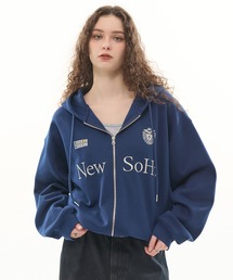 CODDERR（コーダー）の「【CODDERR】ゲームロゴ刺繍 ドローコード オーバーサイズ ショート丈ジップパーカー（パーカー）」