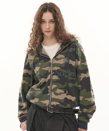 CODDERR（コーダー）の「【CODDERR】ゲームロゴ刺繍 ドローコード オーバーサイズ ショート丈ジップパーカー（パーカー）」