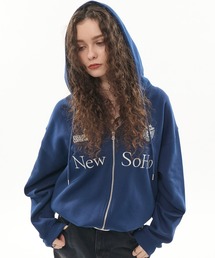 CODDERR（コーダー）の「【CODDERR】ゲームロゴ刺繍 ドローコード オーバーサイズ ショート丈ジップパーカー（パーカー）」