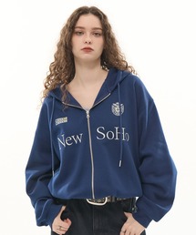 CODDERR（コーダー）の「【CODDERR】ゲームロゴ刺繍 ドローコード オーバーサイズ ショート丈ジップパーカー（パーカー）」