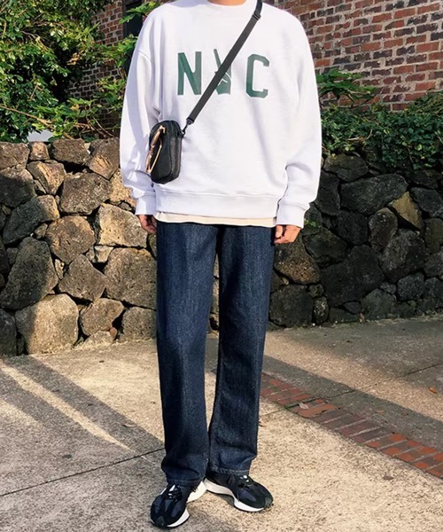 NOWLE（ノウル）の「【NOWLE】NYC ピースロゴ カレッジグラフィック クルーネック スウェット / トレーナー（スウェット・メンズ・アッシュグレー/ダークネイビー・SMALL/MEDIUM/LARGE/X-LARGE）」の13枚目の写真