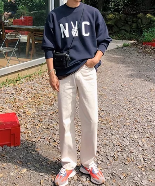 NOWLE（ノウル）の「【NOWLE】NYC ピースロゴ カレッジグラフィック クルーネック スウェット / トレーナー（スウェット・メンズ・アッシュグレー/ダークネイビー・SMALL/MEDIUM/LARGE/X-LARGE）」の21枚目の写真