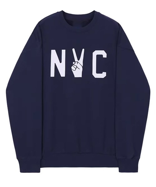 NOWLE（ノウル）の「【NOWLE】NYC ピースロゴ カレッジグラフィック クルーネック スウェット / トレーナー（スウェット・メンズ・アッシュグレー/ダークネイビー・SMALL/MEDIUM/LARGE/X-LARGE）」の22枚目の写真