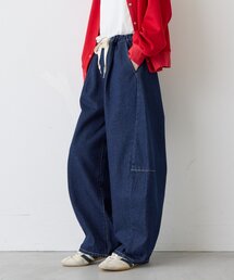 【3サイズ展開】デニムバレルイージーパンツ
