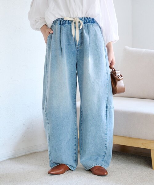 CIAOPANIC TYPY(チャオパニックティピー)の「【3サイズ展開】デニムバレルイージーパンツ(デニムパンツ・レディース・インディゴブルー/ブルー/サックスブルー・SMALL/MEDIUM/LARGE)」の2枚目の写真