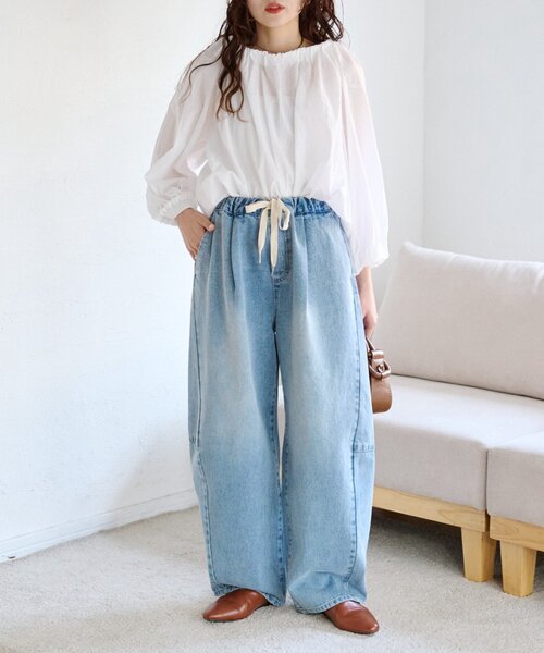 CIAOPANIC TYPY(チャオパニックティピー)の「【3サイズ展開】デニムバレルイージーパンツ(デニムパンツ・レディース・インディゴブルー/ブルー/サックスブルー・SMALL/MEDIUM/LARGE)」の8枚目の写真