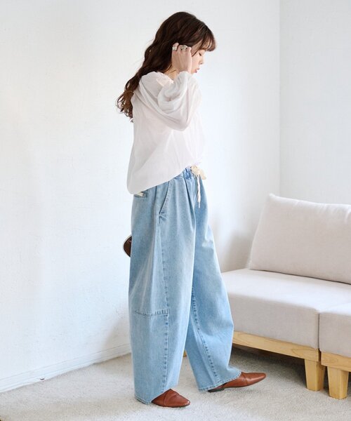 CIAOPANIC TYPY(チャオパニックティピー)の「【3サイズ展開】デニムバレルイージーパンツ(デニムパンツ・レディース・インディゴブルー/ブルー/サックスブルー・SMALL/MEDIUM/LARGE)」の7枚目の写真