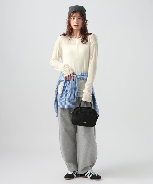 BAYFLOW（ベイフロー）の「[トレンドアイテム]シアーリブヘンリープルオーバー（Tシャツ/カットソー・レディース・チャコール/ヘザーグレー/オフホワイト・FREE）」の5枚目の写真