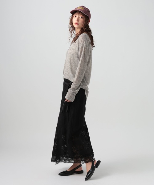 BAYFLOW（ベイフロー）の「[トレンドアイテム]シアーリブヘンリープルオーバー（Tシャツ/カットソー・レディース・チャコール/ヘザーグレー/オフホワイト・FREE）」の10枚目の写真