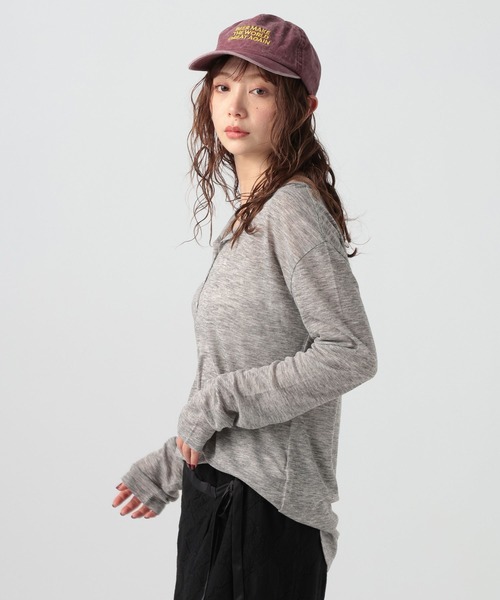 BAYFLOW（ベイフロー）の「[トレンドアイテム]シアーリブヘンリープルオーバー（Tシャツ/カットソー・レディース・チャコール/ヘザーグレー/オフホワイト・FREE）」の12枚目の写真