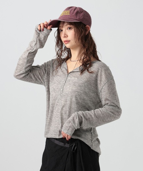 BAYFLOW（ベイフロー）の「[トレンドアイテム]シアーリブヘンリープルオーバー（Tシャツ/カットソー・レディース・チャコール/ヘザーグレー/オフホワイト・FREE）」の13枚目の写真