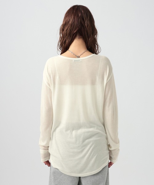 BAYFLOW（ベイフロー）の「[トレンドアイテム]シアーリブヘンリープルオーバー（Tシャツ/カットソー・レディース・チャコール/ヘザーグレー/オフホワイト・FREE）」の21枚目の写真