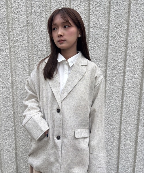 merrylatte(メリーラテ)の「SUMMER TWEED JACKET【IROHANI】(テーラードジャケット・レディース・アイボリー・FREE)」の2枚目の写真