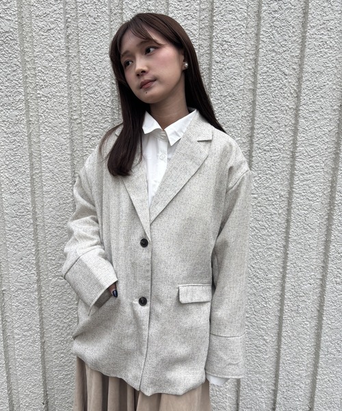 merrylatte(メリーラテ)の「SUMMER TWEED JACKET【IROHANI】(テーラードジャケット・レディース・アイボリー・FREE)」の3枚目の写真