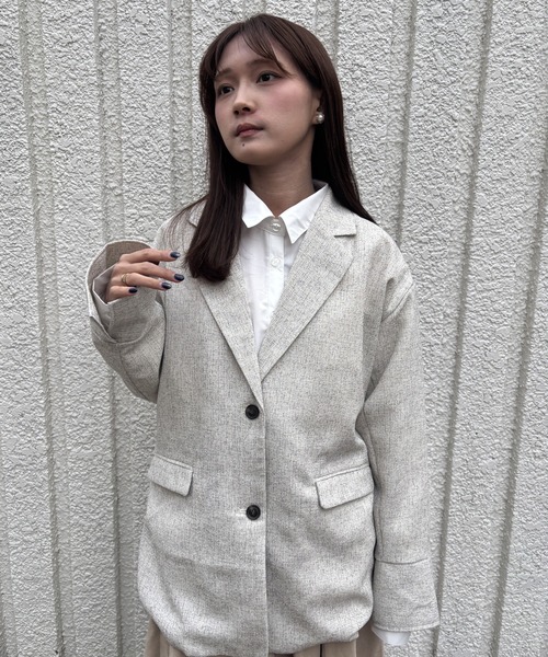 merrylatte(メリーラテ)の「SUMMER TWEED JACKET【IROHANI】(テーラードジャケット・レディース・アイボリー・FREE)」の4枚目の写真